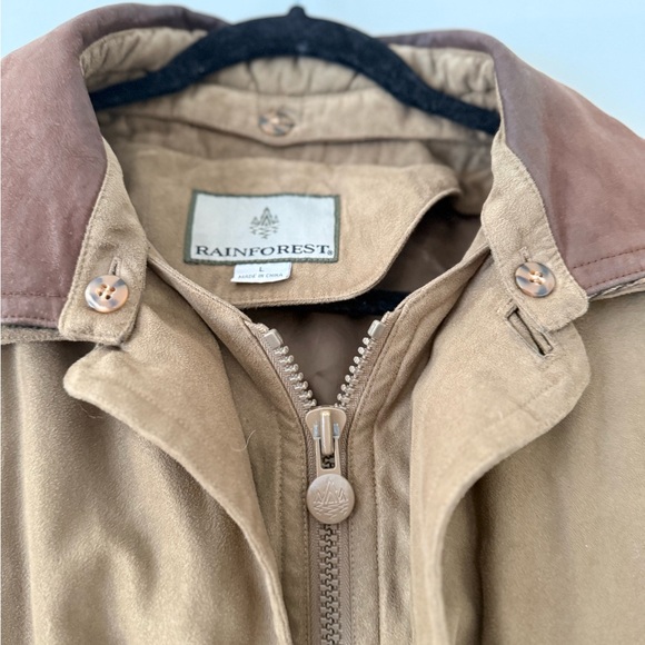 RAINFOREST Mens Size L Tan (2in1) Down Coat Leather Collar Military Field Jacket - Picture 4 of 16